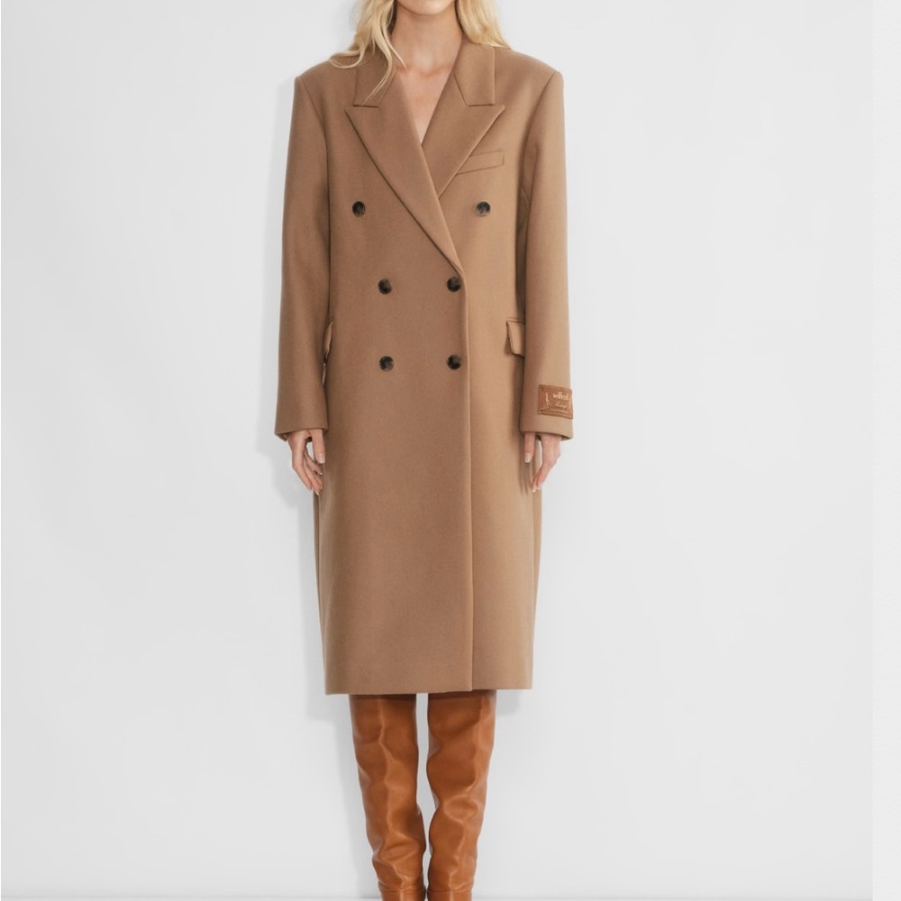 Camel Double-Breasted Women's Coat - Picture 2 of 5
